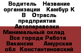 Водитель › Название организации ­ Камбур К.В › Отрасль предприятия ­ Автоперевозки › Минимальный оклад ­ 1 - Все города Работа » Вакансии   . Амурская обл.,Константиновский р-н